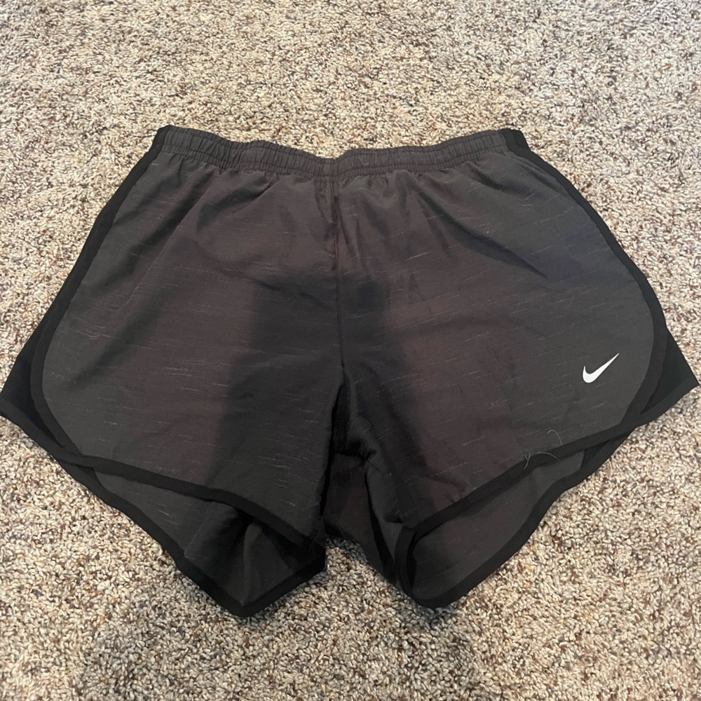 Youth L Nike dryfit shorts. Dark Grey and black